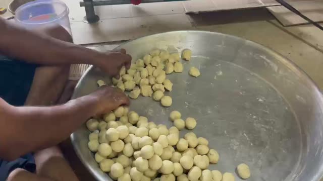 Besan Dough Rolling into Balls